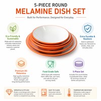Ensemble de 5 bols en mélamine orange et blanc, bols à soupe empilables, vaisselle incassable de qualité alimentaire, vente en gros pour restaurants et hôtels