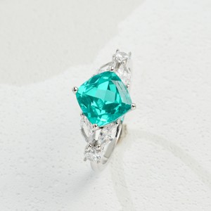 s925 Silver Paraiba Green Garnet Ring Shining Gift for <b>Girlfriend</b> Anniversary Design Ring L - Product Image 1