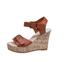 Women Summer Belt Buckle Wedge Sandals New Thick Sole Fashion European American Style Platform Roman Sandals - Product Image 5