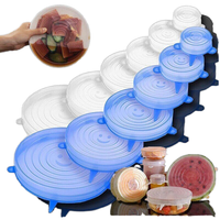 12 couvercles extensibles en silicone écologiques réutilisables pour le stockage des aliments - 6 tailles différentes (2 ensembles) - Couvercles élastiques pour bols de cuisine