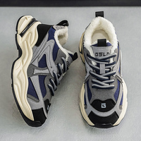 Chaussures d'hiver chaudes pour hommes, doublées de polaire, à semelle épaisse, style Dad Shoes, avec doublure en peluche, décontractées, en coton, pour l'extérieur