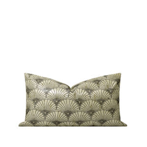 <span class=keywords><strong>Coussin</strong></span> lombaire Tiff Home Art Déco à motif festonné, tissu tissé vintage <span class=keywords><strong>noir</strong></span> <span class=keywords><strong>et</strong></span> <span class=keywords><strong>beige</strong></span>, <span class=keywords><strong>coussin</strong></span> décoratif pour salon, canapé - Product Image 1