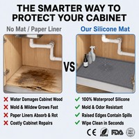Grand Tapis de Protection en Silicone Imperméable de Qualité Supérieure pour Évier de Cuisine, Protection Contre les Fuites d'Eau Sous l'Évier