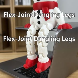 3D Printed Articulated Snowman Figurine Movable Joint Christmas Table Decor <b>Santa</b> Hat Winter Holiday Desktop Ornament Gift - Product Image 3