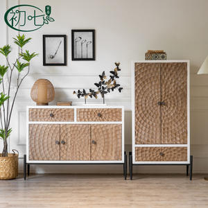 Tea <b>Cabinet</b> 126x38x90cm Entryway <b>Storage</b> <b>Cabinet</b> With Wooden Doors And <b>Metal</b> Legs For Villa Or Hotel Lobby - Product Image 4