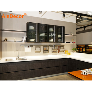 Stile di Design Moderno e minimalista Grigio Scuro di Colore Melamina Materiale <span class=keywords><strong>Economico</strong></span> di Legno Armadio Da Cucina - Product Image 3