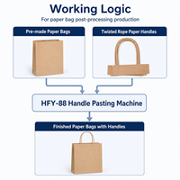 Machine à coller les poignées de sacs en papier à économie d'énergie, avec roulement de moteur, 35 pièces/min, pour sacs de courses en papier kraft et emballages industriels