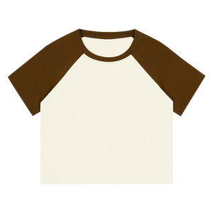 CB117-QLRL Ropa Urbana Personalizada con Estampado Gráfico para <span class=keywords><strong>Mujer</strong></span>, Top Corto de Color Sólido con Mangas Raglán - Product Image 6