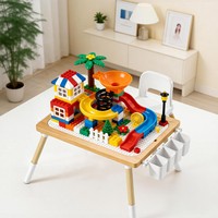 Table d'étude et de jeu multifonctionnelle en bois massif pour enfants, hauteur réglable, avec rangement et tableau de dessin, modèle pour la maternelle et la maison