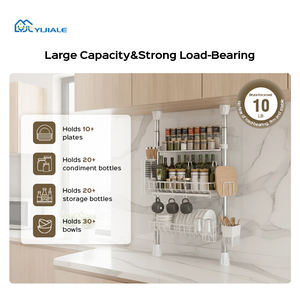 Escurridor de Platos de Cocina YIJIALE, Ahorrador de Espacio, 2 Niveles, Blanco, Ajustable, de Acero Inoxidable, con Tensión, Metálico, para Almacenamiento del Hogar - Product Image 4