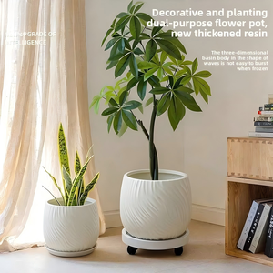 <span class=keywords><strong>Pot</strong></span> <span class=keywords><strong>de</strong></span> fleurs en résine épaissi à motif ondulé, style luxe léger, pour salon et balcon, idéal pour l'<span class=keywords><strong>extérieur</strong></span> - Product Image 3
