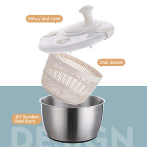 Escurridor de Ensaladas Grande de Acero Inoxidable Ecológico, Escurridor de Verduras y Frutas con Tapa Autoblocante - Product Image 2