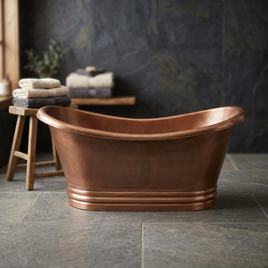 Bañera Ovalada de Lujo Independiente de Cobre Martillado, Bañera Clásica de Cobre Antiguo, Artesanía India para Baños de Villa, Uttar - Product Image 1