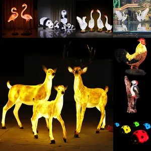 户外花园公园照明装饰发光二极管大型动物3D梅花鹿雕像雕塑动物图案灯