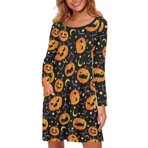 Wholesale Colorful Funny Double Pocket Casual Dress Fascinate Lady Dress All Halloween's Day Night Club Dresses for Women