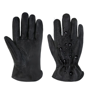 Guantes de conductor de grano de cuero de vaca negro genuino Guantes de cuero de trabajo de seguridad de construcción anticorte Soldadura transpirable cómoda - Product Image 1