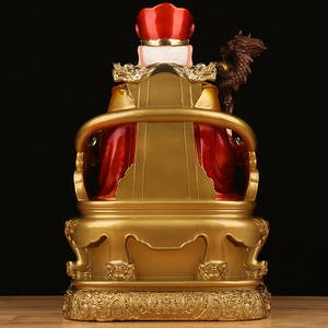 Statua di Buddha, Dio della Terra e Dea della Terra, in abito rosso, Simbolo di Fortuna, Virtù e Dirittezza, per Tempio, Santuario e Casa, in Resina Dipinta e Lucidata a <span class=keywords><strong>Mano</strong></span> - Product Image 3