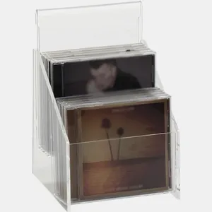 Desktop Acrylic CD Rack With Header Clear 2-Tier CD Holder Disc Storage Holder Rack Organizer CD DVD Stand