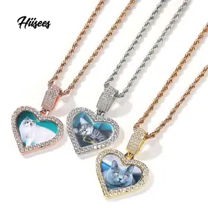  VILLCASE 24 Sets sublimation necklace materials heart pendant  trays heart bezels blank bezel trays sublimation necklace blank with chain