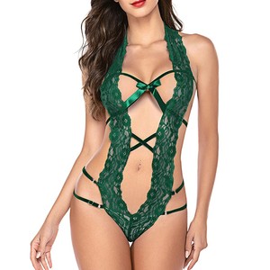 Nuevo conjunto de lencería sexy europeo y americano con espalda descubierta, transparente, con tiras y lazo de encaje. - Product Image 4