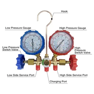 R410A R32 R134a R404A <strong>Manifold</strong> <strong>Gauge</strong> <strong>Set</strong> 200 PSI HVAC A/C Refrigeration Charging Service Hoses Adjustable Couplers Adapter Can - Product Image 1