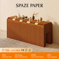 Table de présentation Spazepaper pour musée, comptoir de présentation de marchandises en papier kraft robuste, présentoir pliable pour exposition en magasin de détail