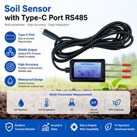 Équipement de surveillance agricole HONDE : Analyseur de nutriments du sol, capteur de test d'humidité, de température, de conductivité électrique (EC) et de NPK, sortie RS485 USB Type-C