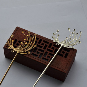 Copper Hairpin 168mm Floral Design Feather Shape <b>Wedding</b> <b>Accessory</b> - Product Image 3