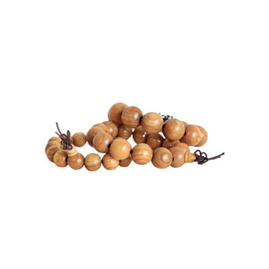 Peach Wood Round Bead Bracelet Unisex Religious Ceremony Gift Craft Jewelry - Product Image 5