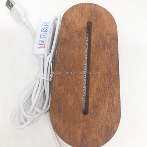 Nhà máy trực tiếp LED gỗ hiển thị đứng cho 3D nhựa nghệ thuật USB ánh sáng bằng gỗ cơ sở đèn cho nhựa hiển thị hình bầu dục bệ cho phòng nhà - Product Image 3