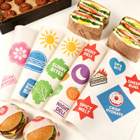 Papier d'emballage pour sandwichs, hamburgers, poulet frit et frites, 30*30cm, qualité alimentaire, résistant à la graisse, avec logo imprimé personnalisé, vente en gros