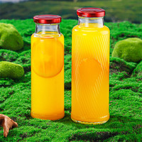 Gratis proefmonsters 12 oz 16 oz 350ml 500ml ronde glazen drankenflessen met metalen deksels, herbruikbare glazen fruitsapfles