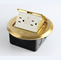 Prise de table GFCI en laiton/cuivre doré avec certificat de qualité, 2 prises, ports USB-C, résistante aux manipulations et auto-mise à la terre