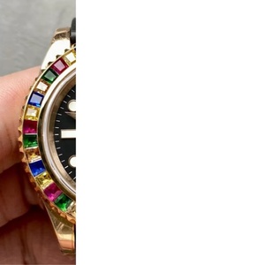 Customized high-quality luxurious men's watch with round colored diamond dial, water-resistant and calendar function watch - Product Image 2