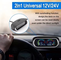 AD 2 in 1 LCD araç su sıcaklığı göstergesi su sıcaklık sensörü 10mm metre voltmetre gerilim dijital yatay 12v 24v aksesuarları