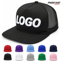 Gorra Snapback de 5 Paneles con Logotipo Personalizado, Bordado 3D, Visera Plana, Malla de Lona, Estilo Trucker, Casual, Hip Hop, Unisex