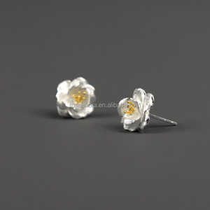 Pendientes de Flor de Camelia Rosaeflora "Suspiro de Primavera", Plata de Ley 925 Genuina, Joyería Fina, Regalo Romántico para Chicas - Product Image 2