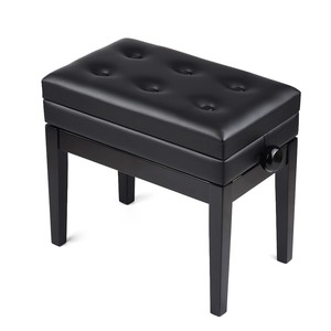 Banco de <span class=keywords><strong>Piano</strong></span> Ajustable de Madera con Cojín Acolchado y Almacenamiento para Partituras, Color Negro - Product Image 4