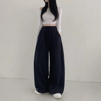 Pantalons pour femmes de style coréen, coupe décontractée, pour le printemps, l'automne et l'hiver : taille haute, fluide, brodé