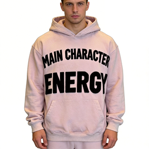 Sudadera con Capucha Oversize de Algodón 100% para <span class=keywords><strong>Hombre</strong></span>, 500 g/m², Ajuste Holgado, con Slogan Bordado, Estilo Urbano, Fabricación de Alta Calidad - Product Image 2