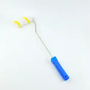 High Quality 4 inch Yellow And White Stripe Paint Roller Brush With Plastic Handle