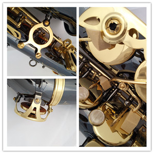 E-Flat Saxofón Alto Tratamiento de oro de níquel negro en instrumento de viento de superficie con tono de material de cabeza de latón EB - Product Image 5