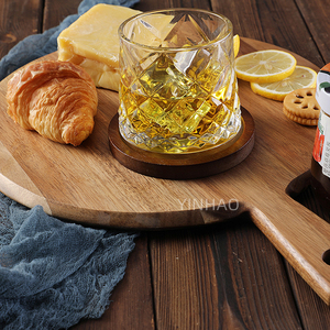 Nuovo prodotto salumi di Acacia tagliere di formaggio che serve piatto di forma rotonda con manico Design tagliere di formaggio in legno di Acacia e Set di coltelli - Product Image 2