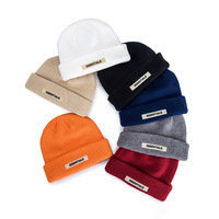 Logo personnalisé 100% Acrylique Bonnet En Tricot De Bonnet D'hiver