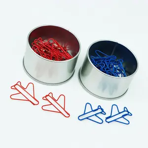 30pcs / tin box package Custom paper clip airplane aircraft plane metal paper clips