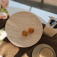 Bijoux de vanité faits à la main petits objets plateau rond en travertin avec support décor à la maison Table basse bol de stockage de fruits
