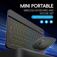 Set Kombo Mouse Bluetooth dan Keyboard Nirkabel RGB Mini Ultra Tipis Warna-warni dengan Lampu Latar RGB untuk Tab S7/S6 Lite/A7/A8/A9+/S9