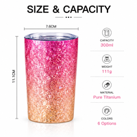 Gobelet isotherme personnalisé en titane pur 10oz, anodisé, à double paroi, avec double couvercle, fournisseur OEM en gros