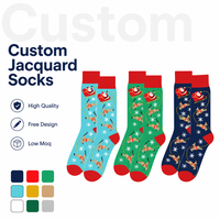 Chaussettes en coton jacquard confortables de haute qualité OEM pour Noël, fabrication sur mesure, logo personnalisé, chaussettes colorées pour les fêtes