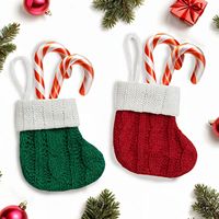 Noël Mini Bas Ornements Chaussettes Tricotées Bonbons Cadeau Sac Arbre De Noël Pendentif Décoration Fournitures